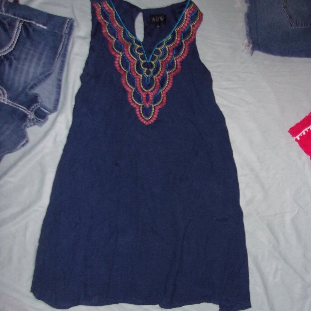 size 8 womens boho  blue dress casual sleeveless medium eight sun